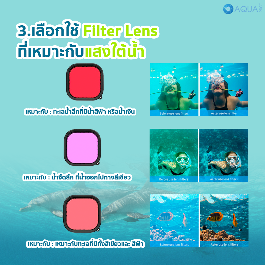 เทคนิคถ่าย GoPro สำหรับถ่ายภาพดำน้ำด้วย filter lens telesin