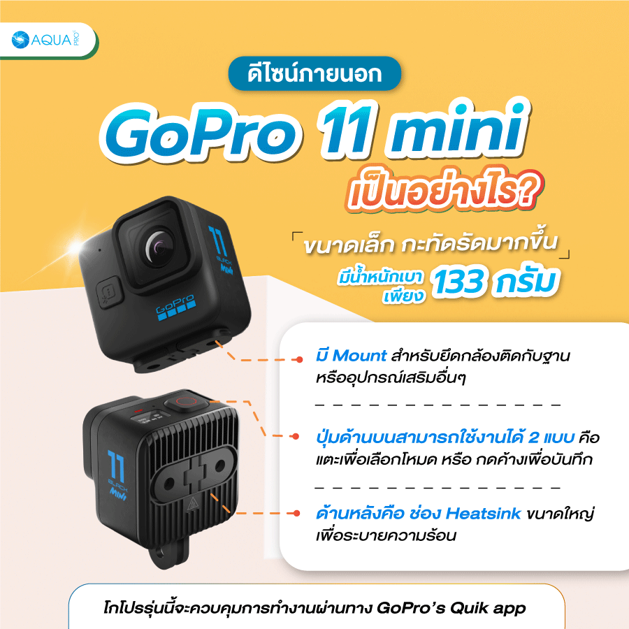 ดีไซน์ภายนอก GoPro 11 mini เป็นอย่างไร?