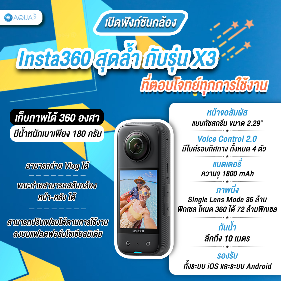 ฟังก์ชันกล้อง insta360 x3