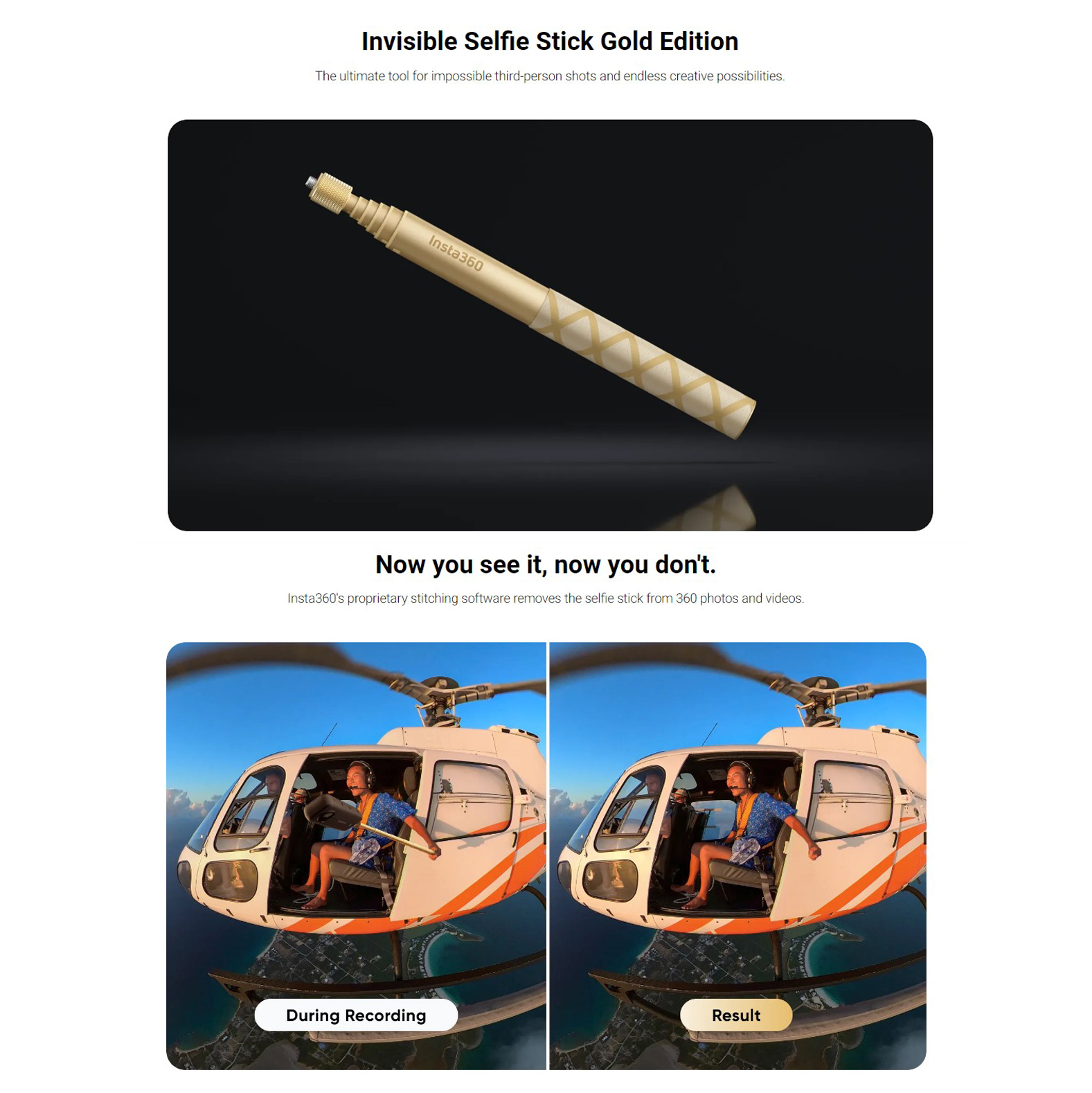 (Pre-order 7-20 วัน) Insta360 Motorcycle U-Bolt Mount + Invisible Selfie Stick 114 cm ของแท้ For Insta360 Camera - Image 3