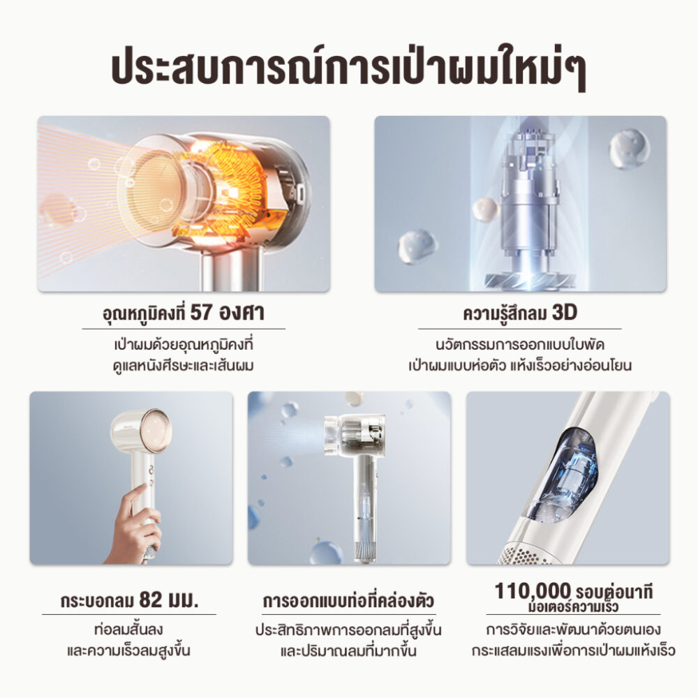 Dreame Hair Glory H-speed Hair Dryer Rose gold ไดร์เป่าผมบำรุงเส้นผม -Ion ประกันศูนย์ไทย - Image 7