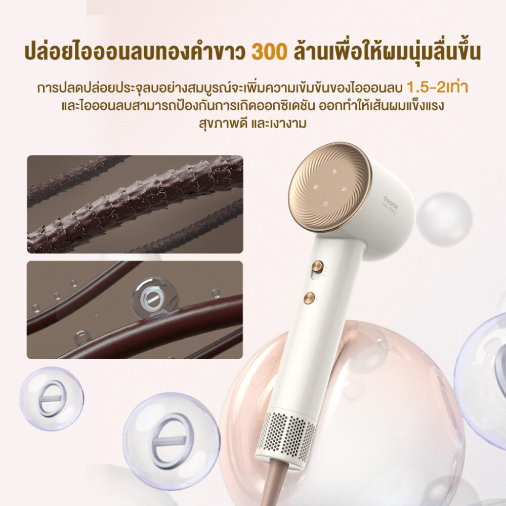 Dreame Hair Glory H-speed Hair Dryer Rose gold ไดร์เป่าผมบำรุงเส้นผม -Ion ประกันศูนย์ไทย - Image 4