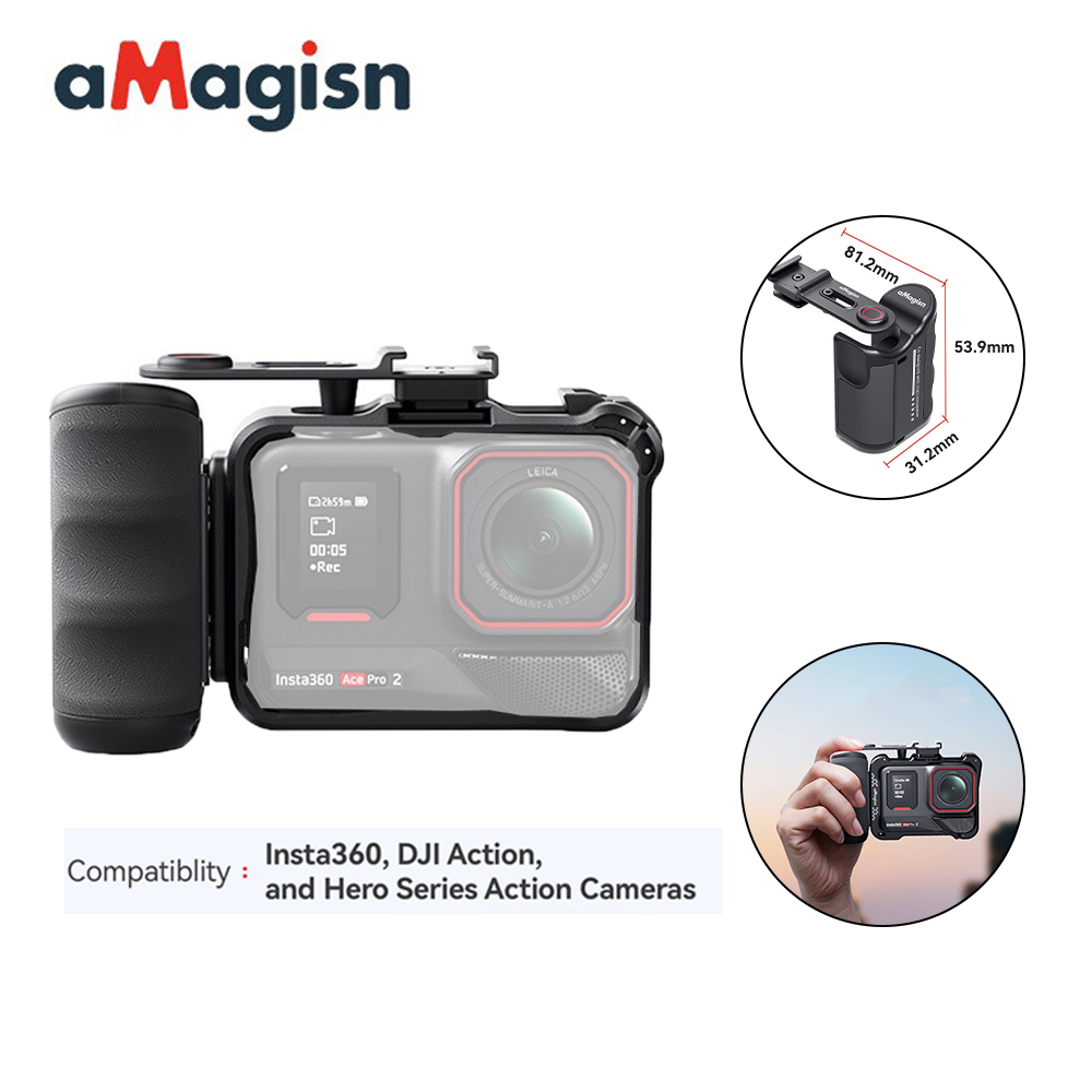 aMagisn Xplorer Grip For Insta360, DJI Action, GoPro Hero Series Action Camera เฉพาะมือจับ มือกดกล้องแอ็คชั่นแคม