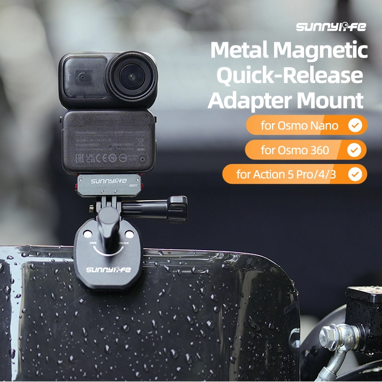 Sunnylife AD017-T DJI Nano/360/Action 5/4/3 Metal Magnetic Quick Release Adapter Mount Action Camera Foldable Cam Stand 1/4" Adapter - Image 2