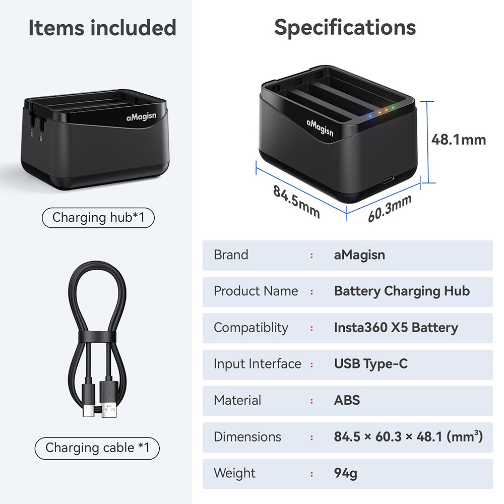 (Pre-Order 7-15 วัน) Insta360 X5 aMagisn Battery Charging Hub + Insta360 X5 Battery ของแท้ - Image 6