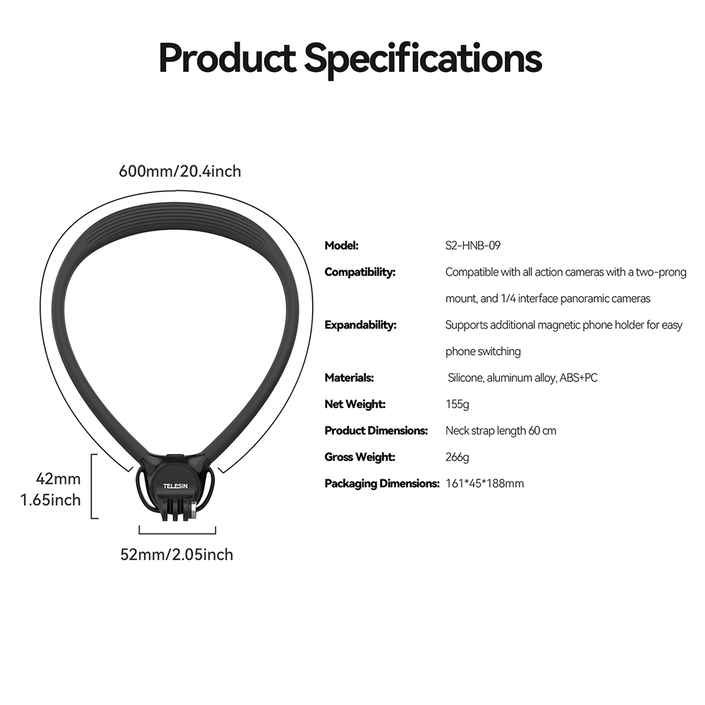 Telesin Neck Mount SE 2.0 สายคล้องคอ สายรัดหน้าอกปรับได้ POV/Vlog Neck Mount Phone Holder And Action Camera - Image 4