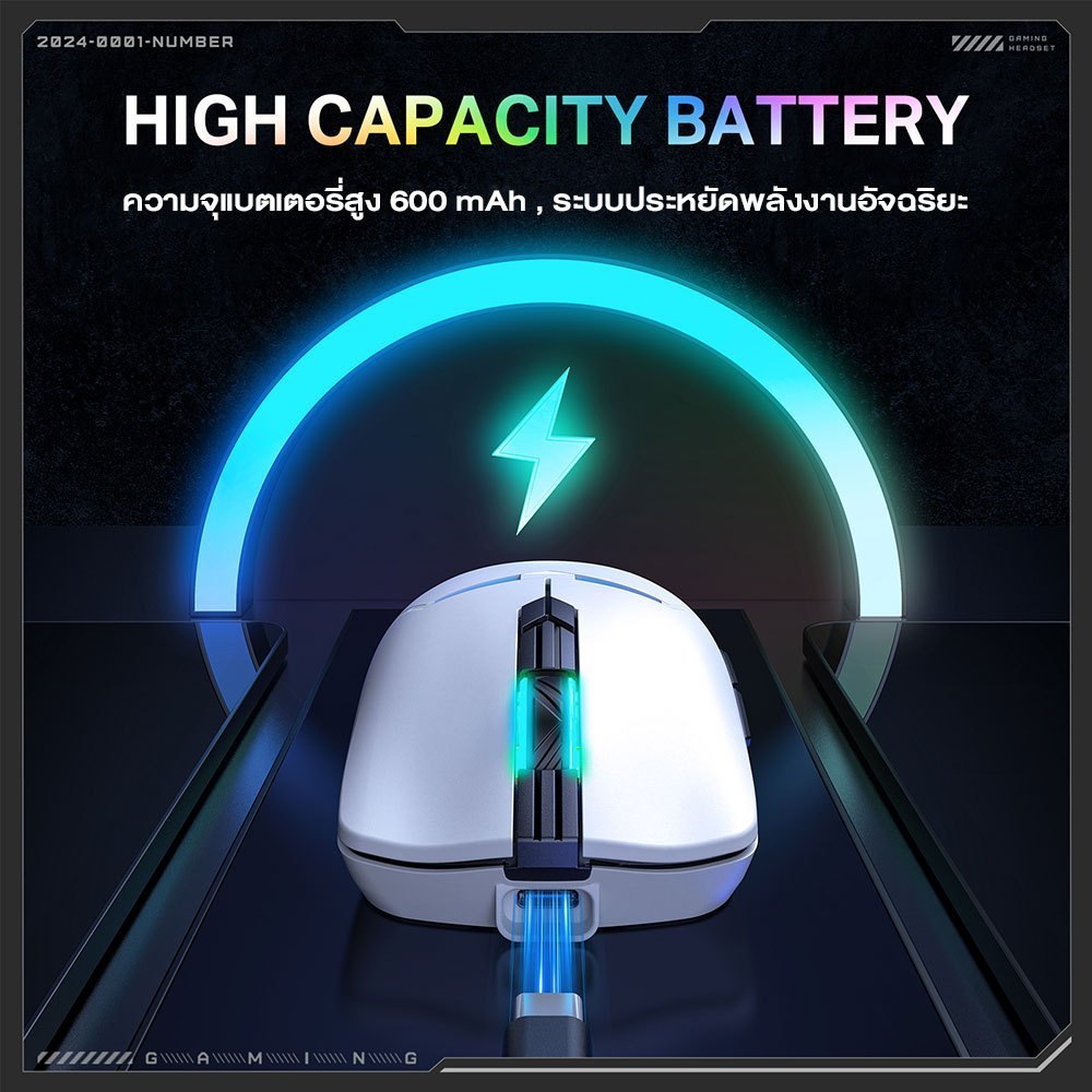 Onikuma Kitsu Three-Mode Wireless Gaming Mouse เมาส์เกมมิ่งไร้สาย 2.4G / Bluetooth / Wired ประกันศูนย์ 2 ปี - Image 5