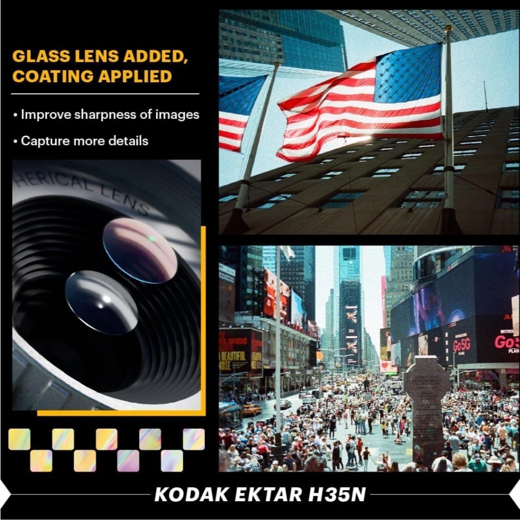 Kodak กล้องฟิล์ม Ektar H35N Half Frame Film Camera, 35mm, Reusable, Focus-Free, Bulb Function, Built-in Star Filter - Image 2