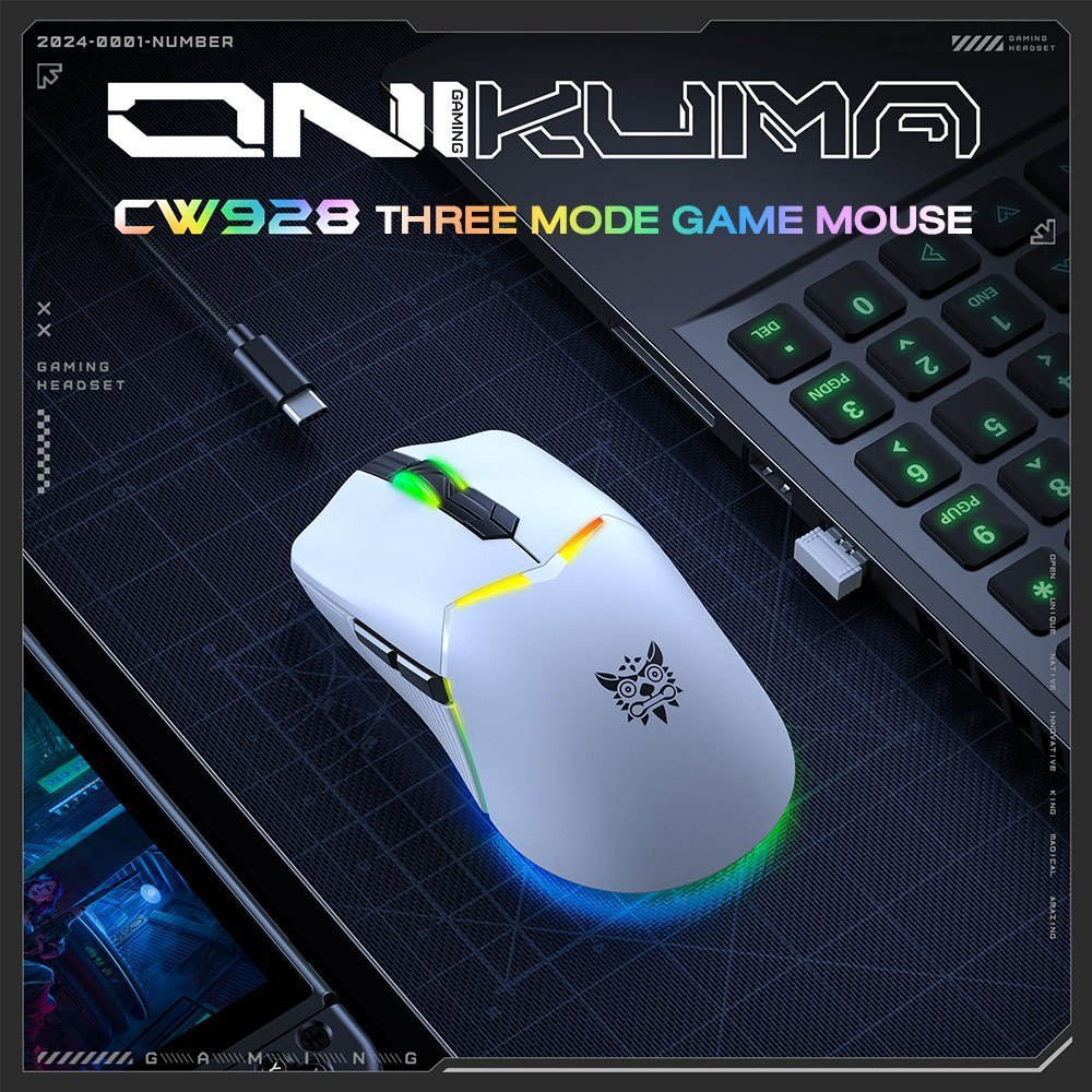 Onikuma Kitsu Three-Mode Wireless Gaming Mouse เมาส์เกมมิ่งไร้สาย 2.4G / Bluetooth / Wired ประกันศูนย์ 2 ปี - Image 2