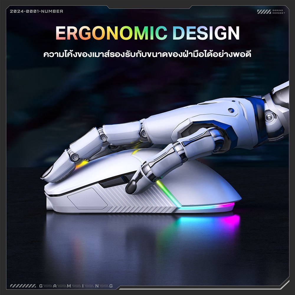 Onikuma Kitsu Three-Mode Wireless Gaming Mouse เมาส์เกมมิ่งไร้สาย 2.4G / Bluetooth / Wired ประกันศูนย์ 2 ปี - Image 3