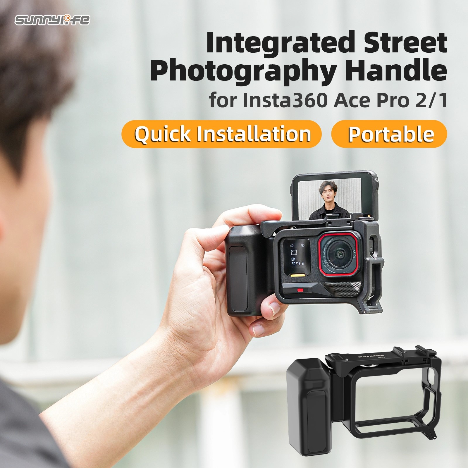 Sunnylife EP2-BK037-D Insta360 Ace Pro 2/1 Street Photography Handle เคสป้องกัน Insta360 Ace Pro 2/1 - Image 4