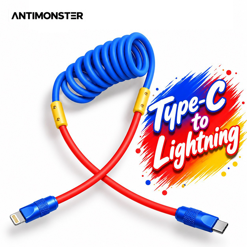 (Pre-Order 7-15 วัน) Antimonster Loop Type-C to Lightning 240W Charging Cable ชาร์จเร็ว สายชาร์จแบบสปริง (ประกันตลอดชีพ)