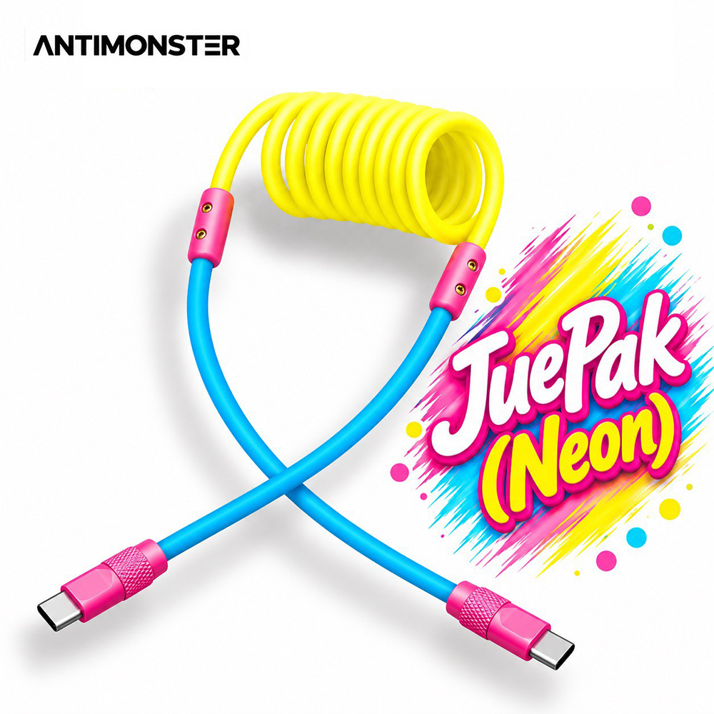 Antimonster Loop JuePak (Neon) 240W Type-C Fast Charging ชาร์จเร็ว สายชาร์จแบบสปริง (ประกันตลอดชีพ)