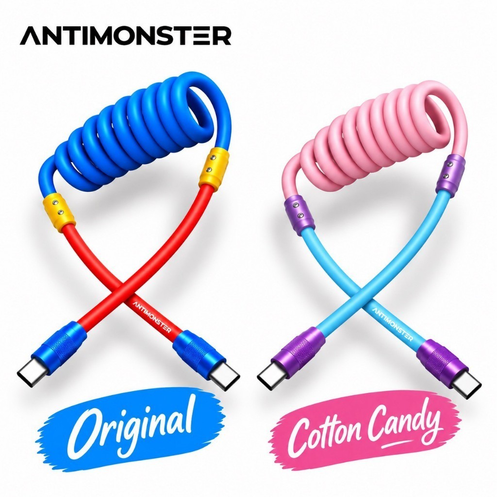 Antimonster Loop Original+Cotton Candy 240W Type-C Fast Charging ชาร์จเร็วสายชาร์จแบบสปริง (ประกันตลอดชีพ)